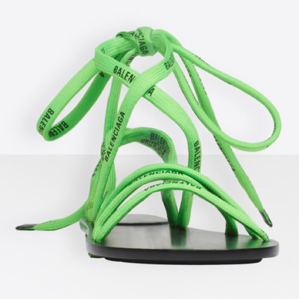 Balenciaga Flat Tie-Up Sandals w/ Printed Laces BN - Picture 6 of 8